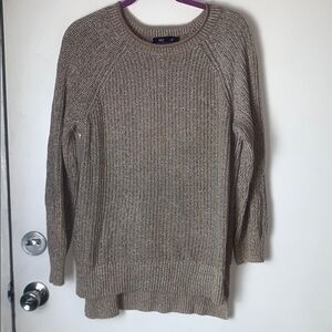 Ellen Tracy Tan Crew Neck Sweater with Chunky Knit